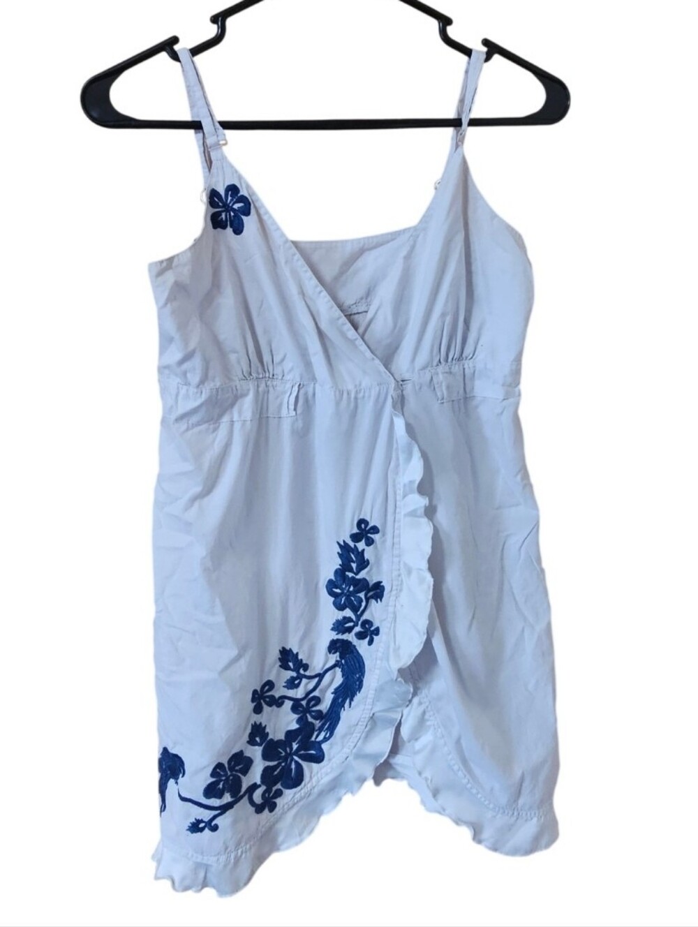Mystic White Camisole with Blue Floral Embroidery